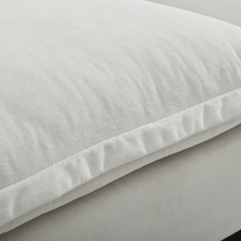 Divano con braccioli rimovibili, porta USB, vani portaoggetti e portabicchieri in chenille beige 224 × 82 × 90 cm