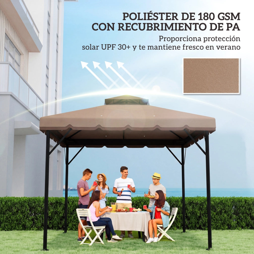 Toldo da giardino 3x3 m ¨C zephmum ¨C caqui, UPF 30+, con fori di drenaggio