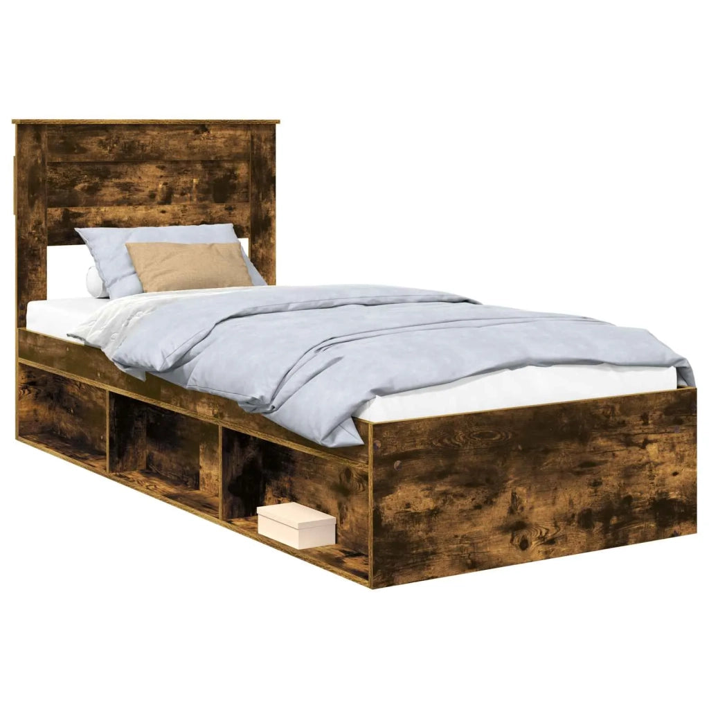 Struttura del letto Rovere fumé 75 x 190 cm Pino massello