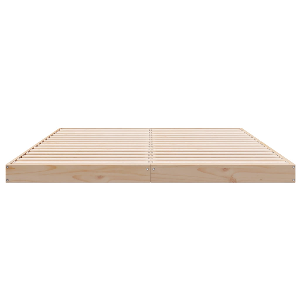 Struttura Letto a Terra  Bianca 140x220 cm in Legno Massello di Pino