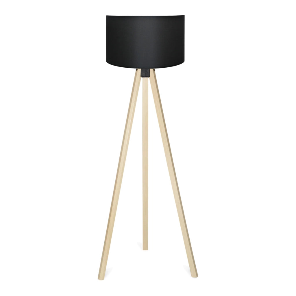 Lampada da terra plafoniera altezza 140 cm attacco E27 effetto legno/nero 03_0007292