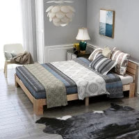 Struttura Letto Singolo dal Design Semplice con spazio sotto letto, in legno di pino massiccio,140x200 Colore Naturale