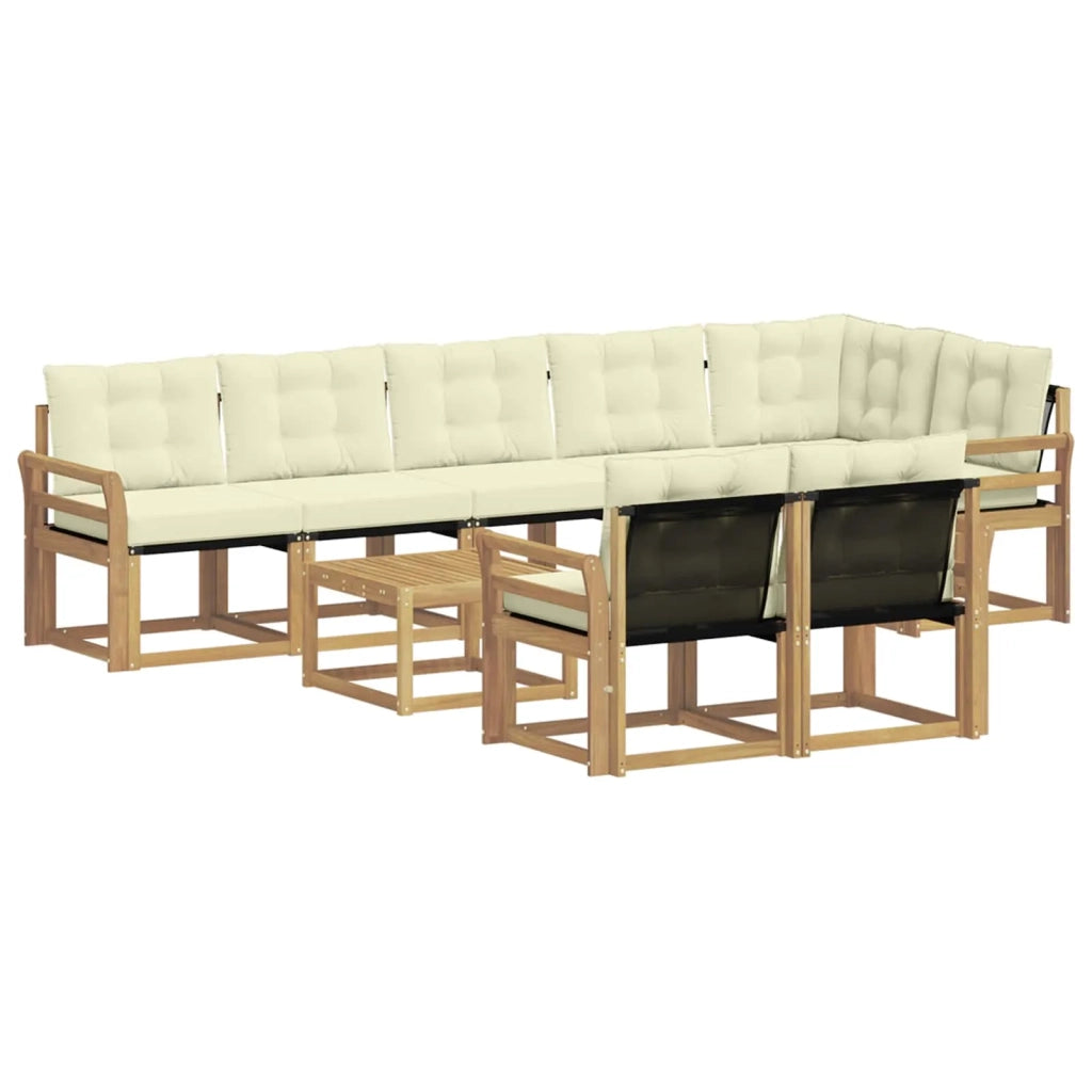 Set di divani da esterno con cuscino 9 pcs Bianco e Crema
