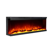 Caminetto Usini, Camino Elettrico Superficie Riscaldabile 30 m2, 101x20x44h cm Nero