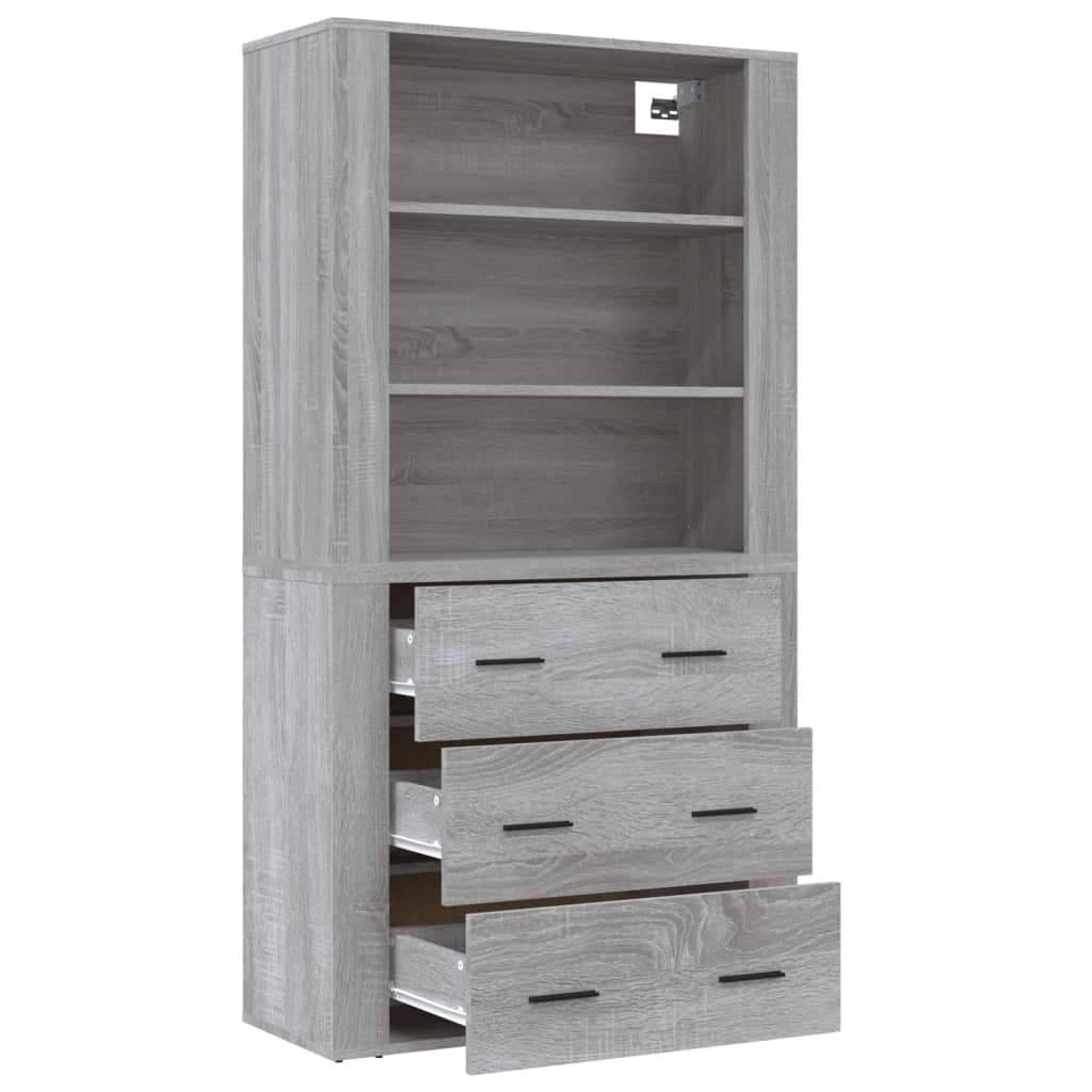Buffet credenza cassettiera armadio mobile contenitore organizer cucina soggiorno salotto legno ingegnerizzato Sonoma alto grigio 02_0035638
