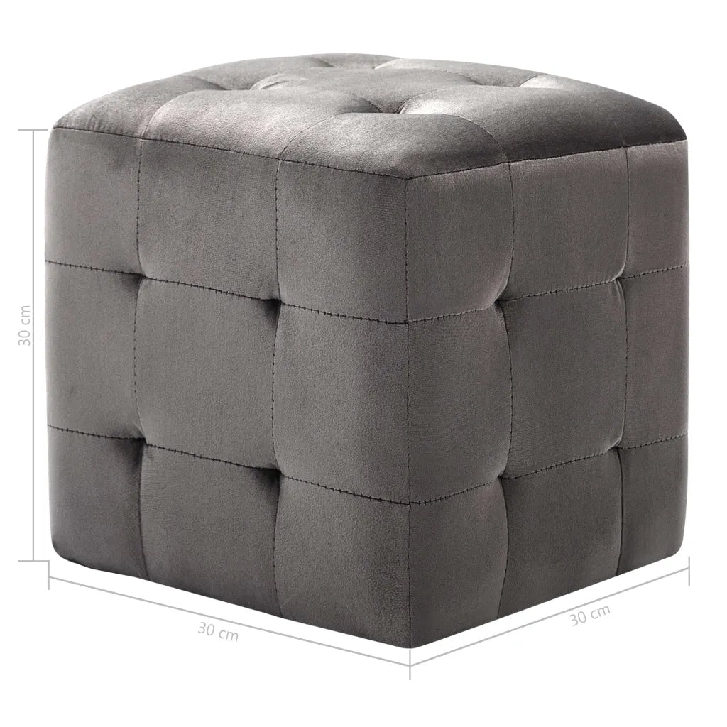 Comodini 2 pz-Set di 2 Tavolino da notte Grigio 30x30x30 cm in Tessuto Vellutato