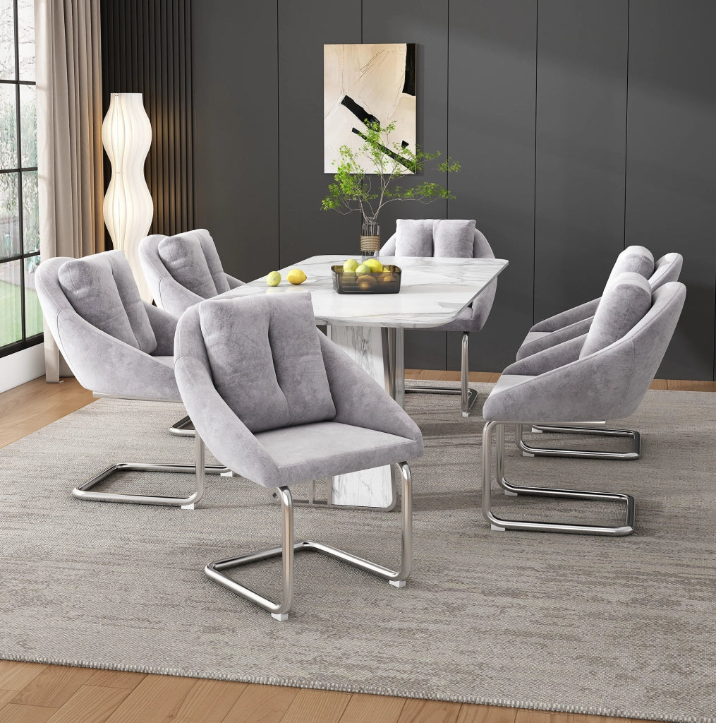 Set di 4 sedie in velluto grigio
