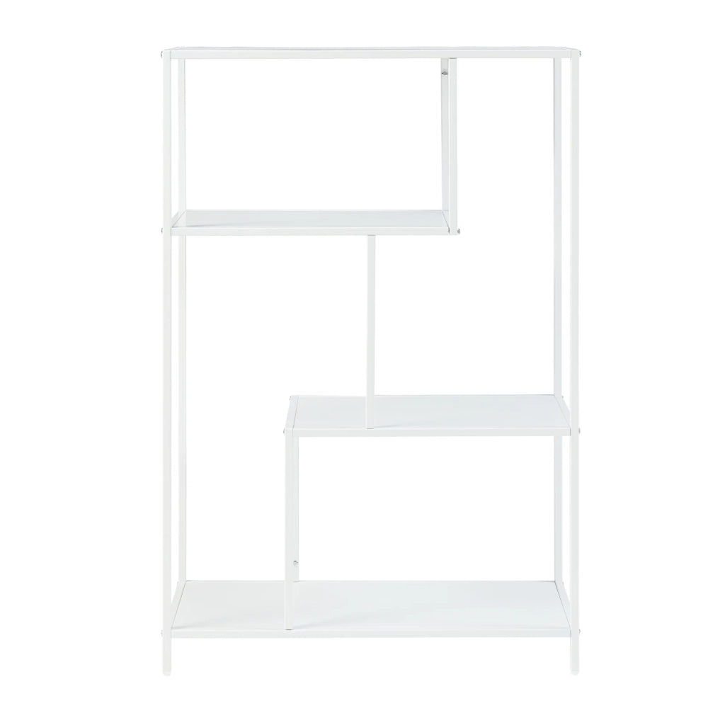 Libreria in acciaio a 4 ripiani 115 x 75 x 35 cm bianco opaco 03_0009006