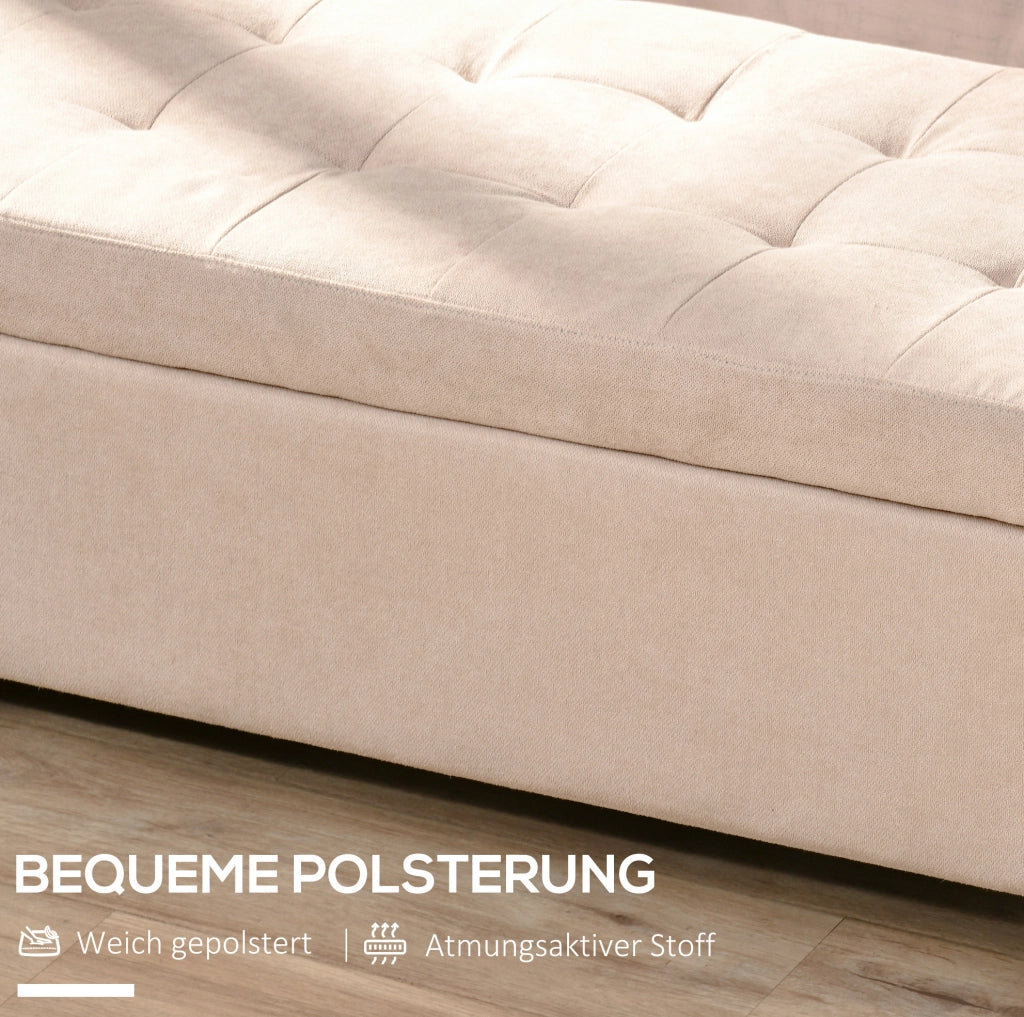Panca imbottita contenitore beige 125 cm con coperchio
