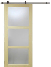 Porta scorrevole smaltata Ayous impiallacciato 3 vetri H204 x L83 + guida a ruota