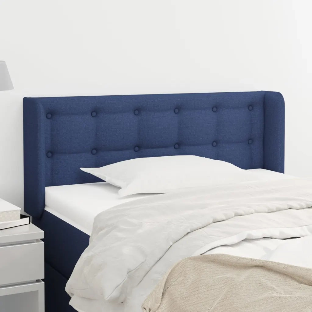 Testiera ad Orecchio-Testata con Orecchie Blu 103x16x78/88cm in Tessuto 885056