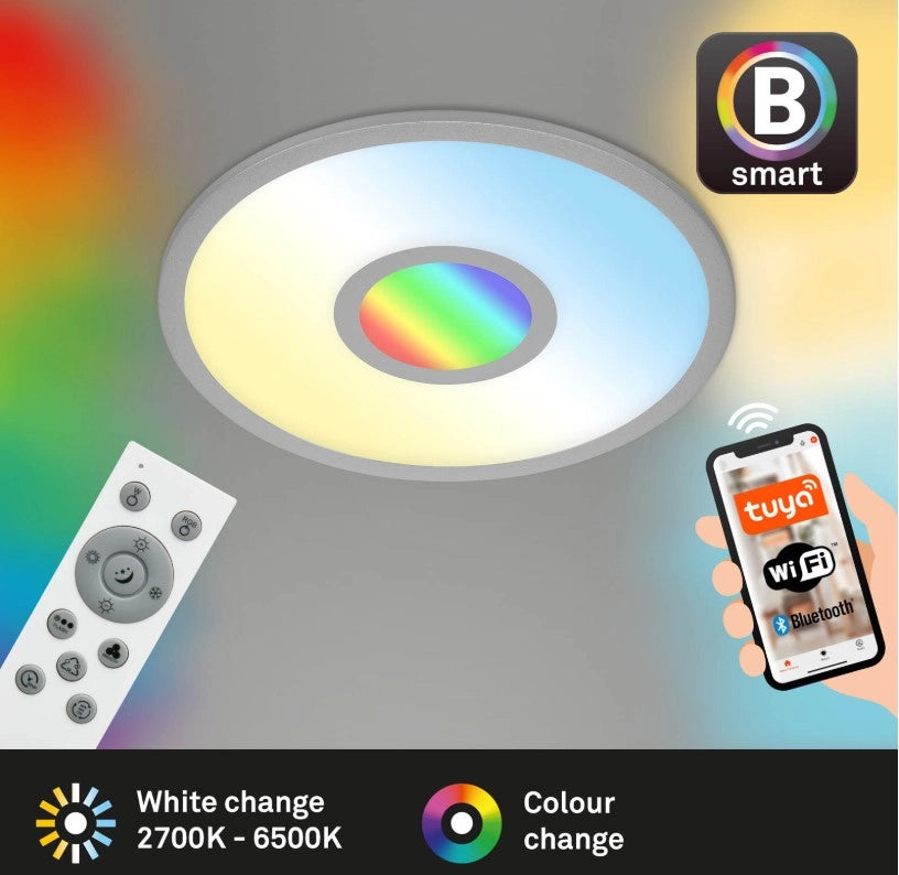 Pannello a LED CCT, Centerlight RGB, Ø 45 cm, 24 W, 2400 LM 2700K a 6500K , argento