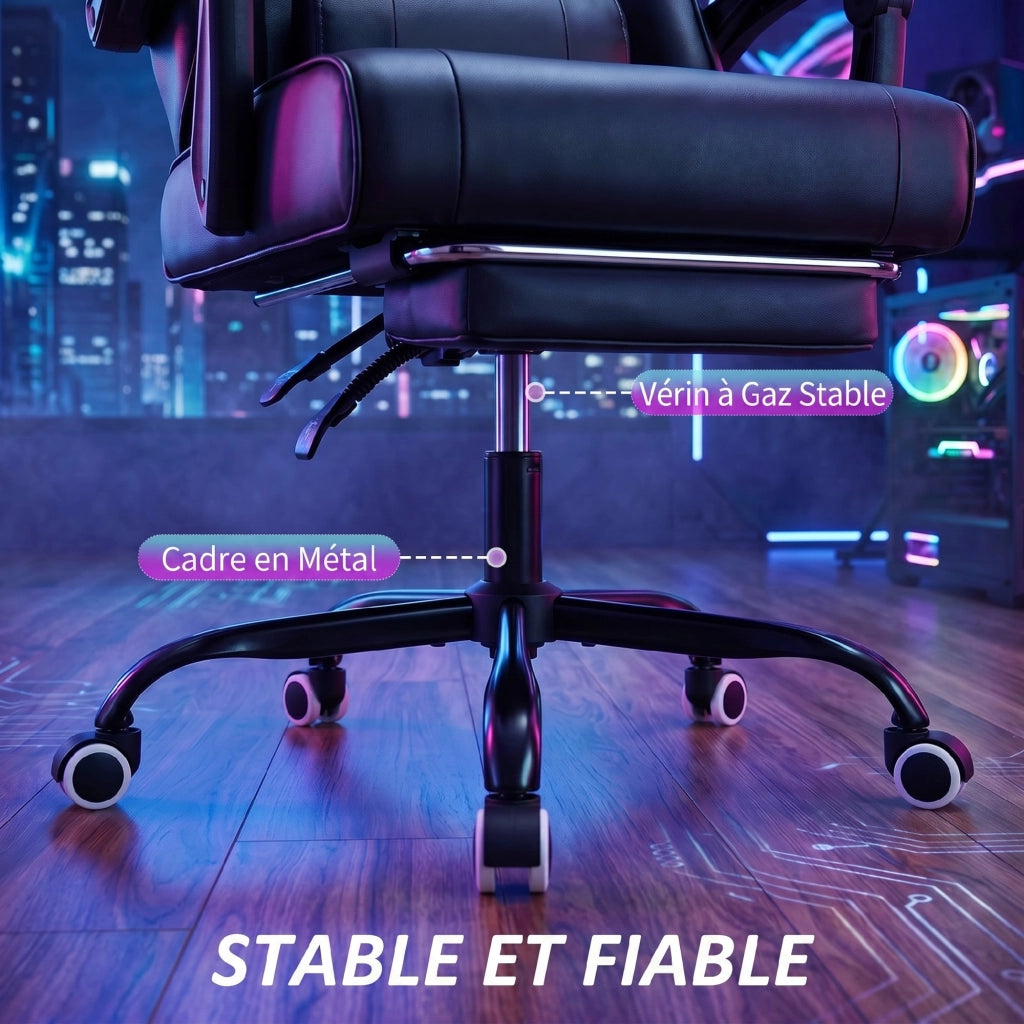 Sedia gaming ergonomica ¨C Xylo ¨C con supporto lombare massaggiante, schienale reclinabile, nero