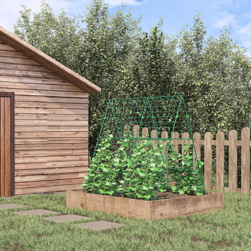 Supporto per Piante Rampicanti Triangolare ¨C Xylo ¨C Struttura in Acciaio Verde 180x100x180 cm
