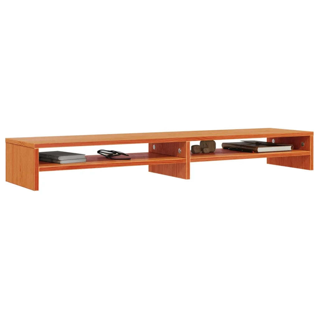 Supporto Monitor Marrone Cera 100x24x13 cm Legno Massello Pino 847163