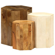 Set Tavolini da Salotto 3 pz in Legno Massello di Mango