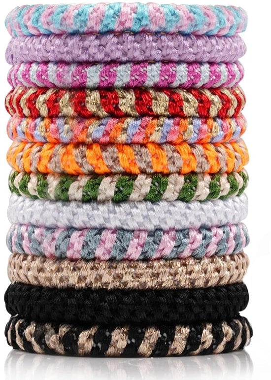Elastici per capelli 12 pezzi - Elastici - Duraturi - Basi per trecce - Ferretti per coda di cavallo - Accessori multifunzionali e di moda per capelli - Basi per capelli