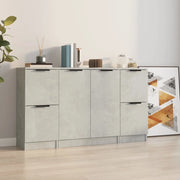Credenze 3 pz Grigio Cemento in Legno Multistrato 3115847
