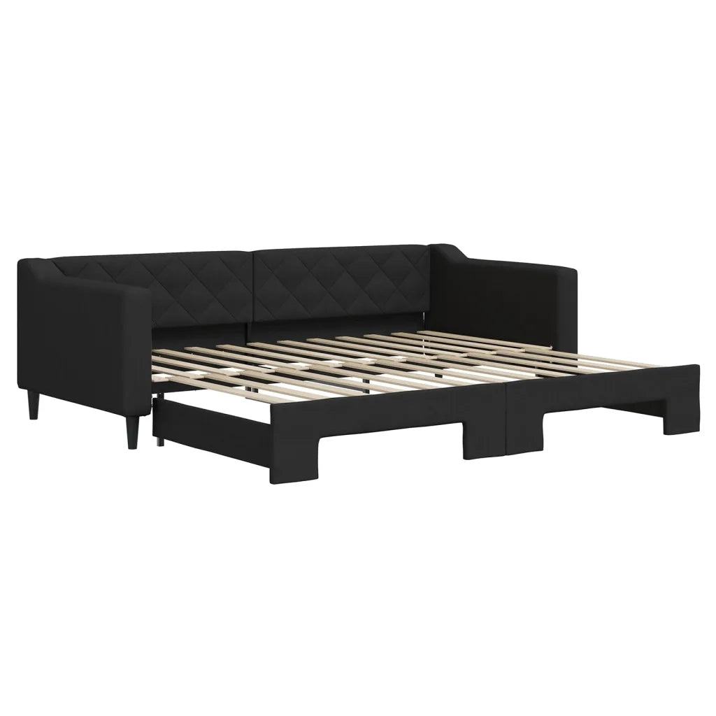 Divano Letto con Letto Estraibile Nero 90x200 cm in Tessuto 3197428