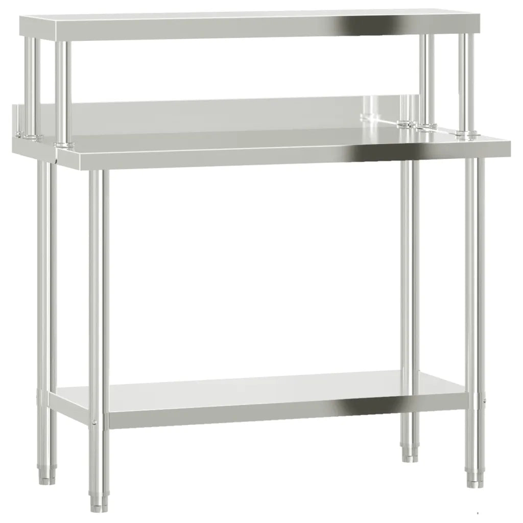 Tavolo Lavoro Cucina con Ripiano 110x55x120 cm Acciaio Inox CFW2763126