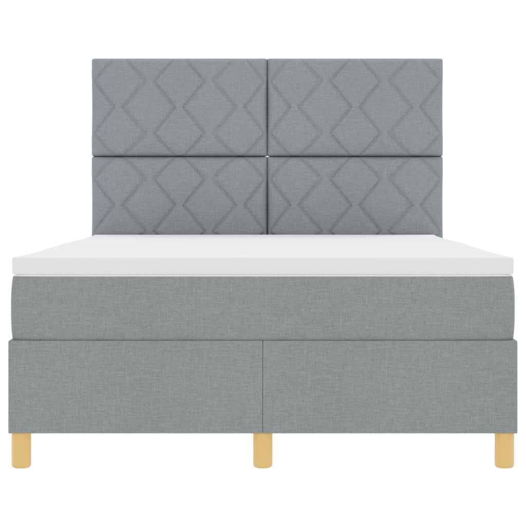 Letto con Box Spring e Materasso Grigio Chiaro 160x200 cm Tessuto