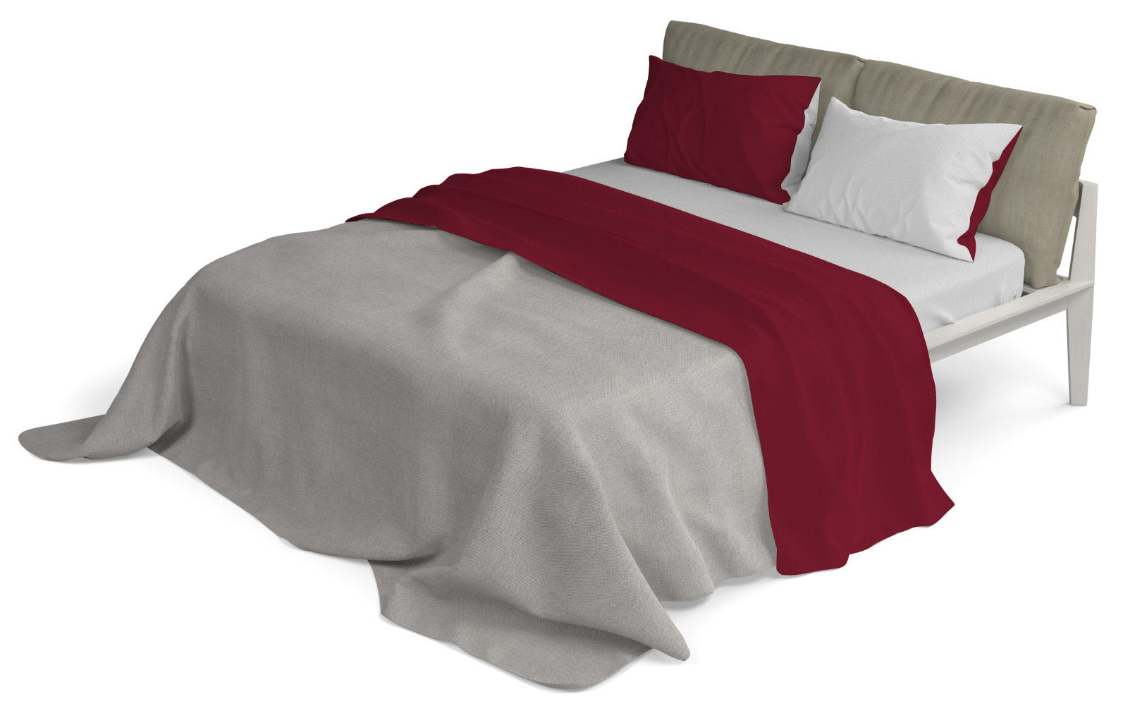 Set Lenzuola Singolo Sopra Sotto e Federe Doubleface Bordeaux/Grigio Chiaro