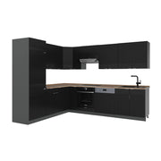 Cucina angolare completa Fame-Line Nero rigato/Antracite 287 x 60 cm, PL Rovere Vicco