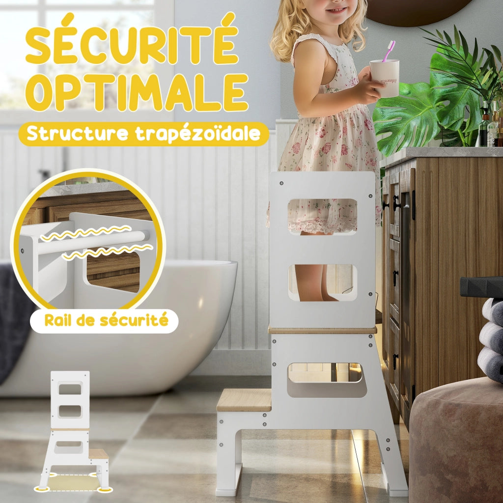 Torre d'apprendimento montessoriana ¨C Xylo ¨C con lavagna nera bianco 55x52,5x87,5 cm