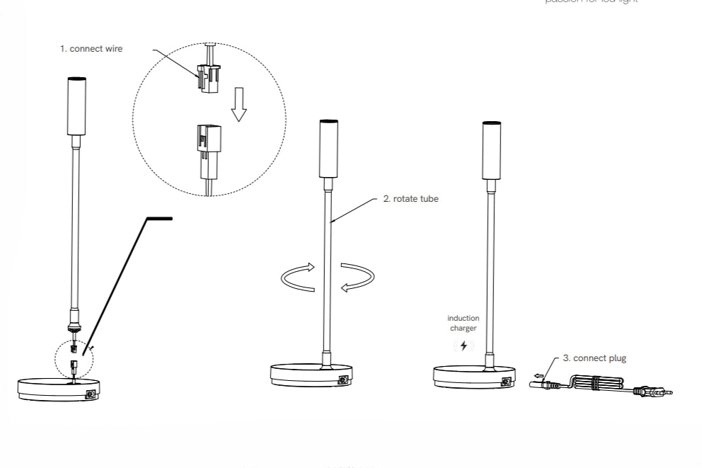 Beneito Faure Lampada da Tavolo Led Stem - 5W, Luce calda, Per scrivania, lettura e comodino, Ricarica Wireless, Testa Orientabile - Colore Nero​