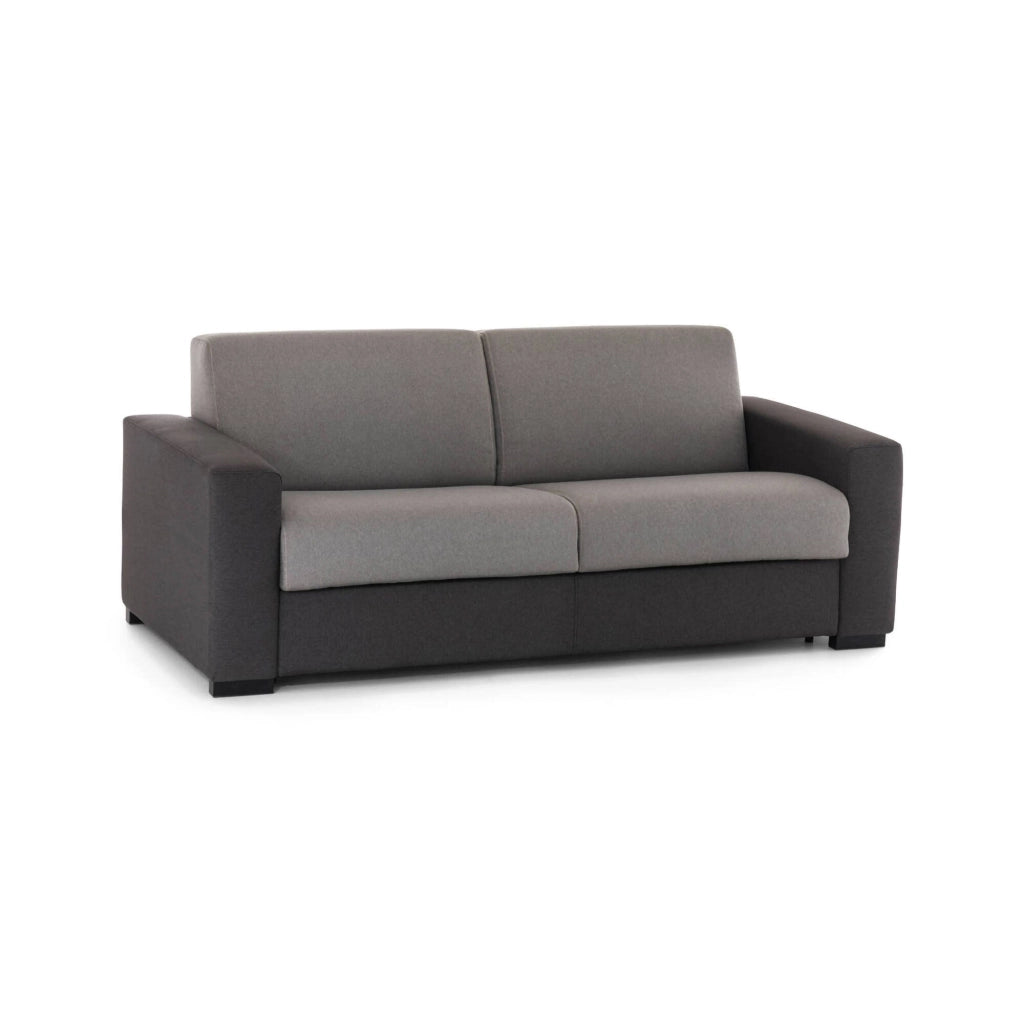 Divano Letto Zinnia, Divano a 3 posti, Made in Italy, SofÒ  Soggiorno con apertura girevole, in tessuto imbottito, con Braccioli slim, cm 200x95h90, Grigio e Antracite