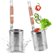 Set di Siftatori per Pasta in Acciaio Inossidabile - 12 cm - Maniglia in Legno - Confezione da 2 - Setola Fine - Accessorio Cucina
