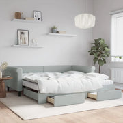 Divano Letto Estraibile Cassetti Grigio Chiaro 100x200 Velluto