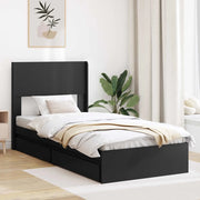 Struttura del letto con stoccaggio e testata Nero 75 x 190 cm 3414426