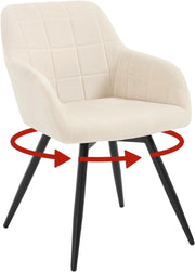 Sedia da Pranzo Girevole, Sedia da Cucina Ergonomica Imbottita in Velluto con Gambe in Metallo, Poltrona per Salotto, Ufficio, Camera da Letto, Balcone, Beige, EZS85be-1