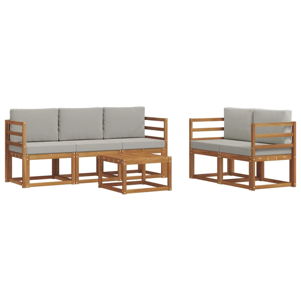 Set di divani da esterno 6 pcs Grigio Naturale e Chiaro 3365994