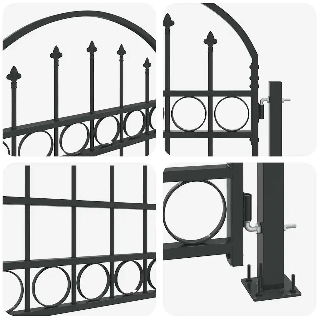 vidaXL Cancello per recinzione Grigio 102 x 200 cm Acciaio