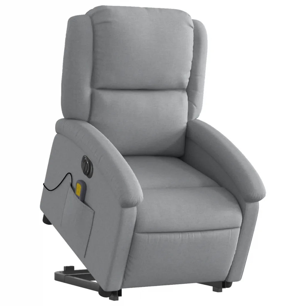 Poltrona Alzapersona Massaggi Elettrica Grigio Chiaro Tessuto 3204200
