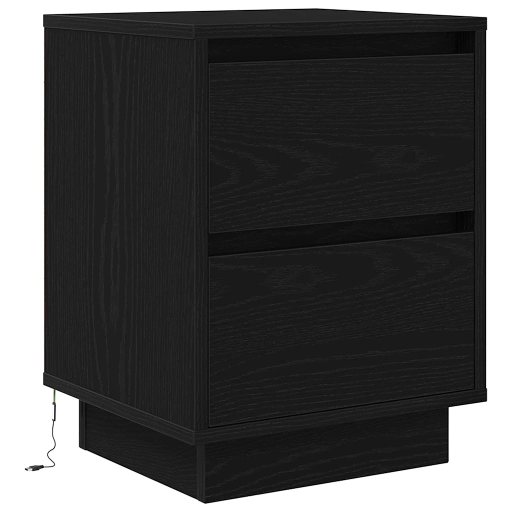 Comodino con Luci LED-Tavolino da notte Nero 38x34x50 cm 581071