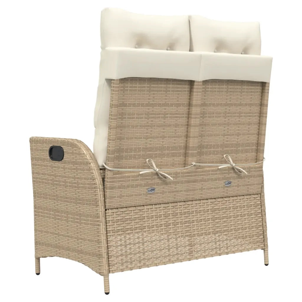 Panca Reclinabile da Giardino con Cuscini-Sgabello-Sedia da esterno Beige in Polyrattan 135577