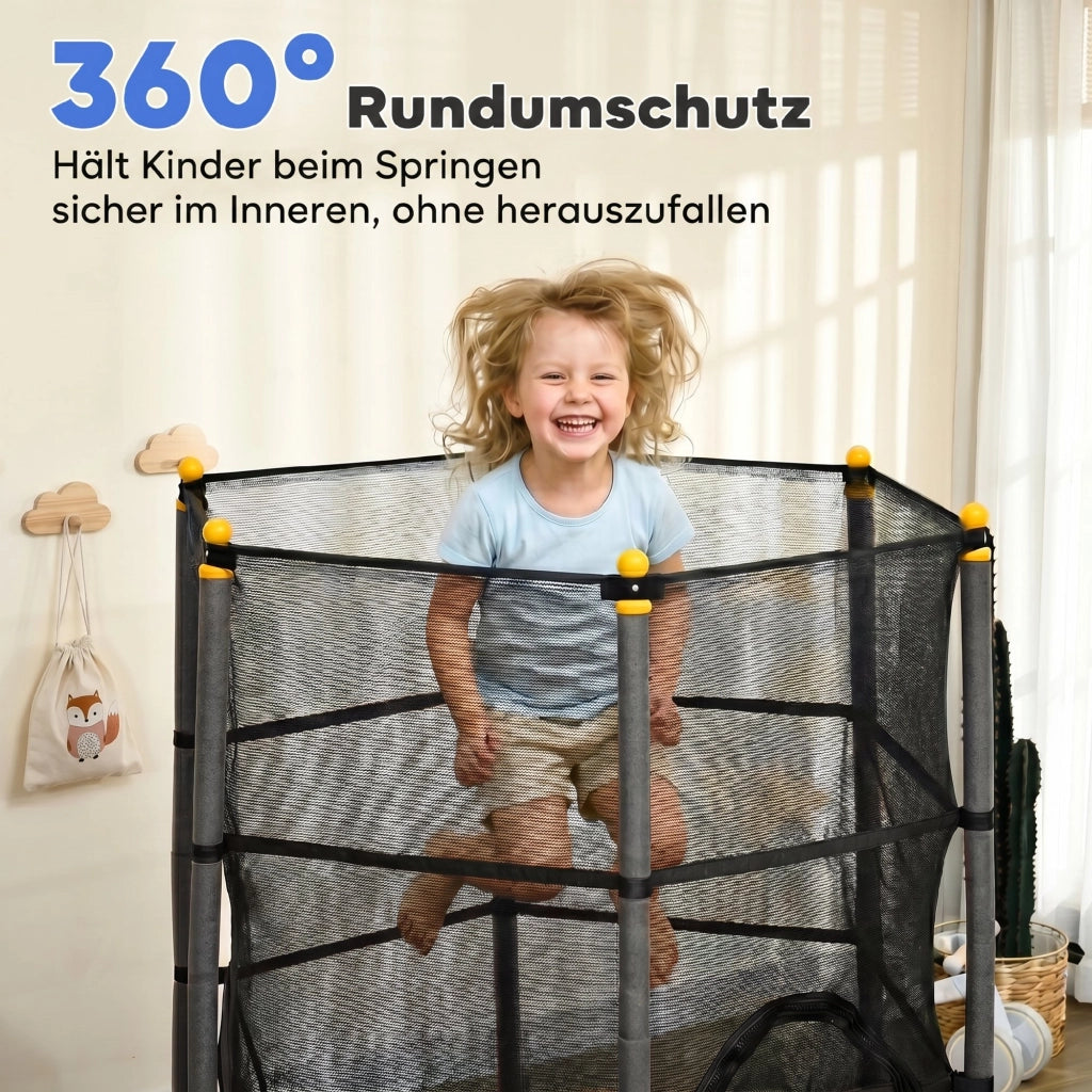 Trampolino per Bambini ¨C zephmum ¨C Nero, Acciaio e Plastica, ?163 cm, con Rete di Sicurezza, 50 kg
