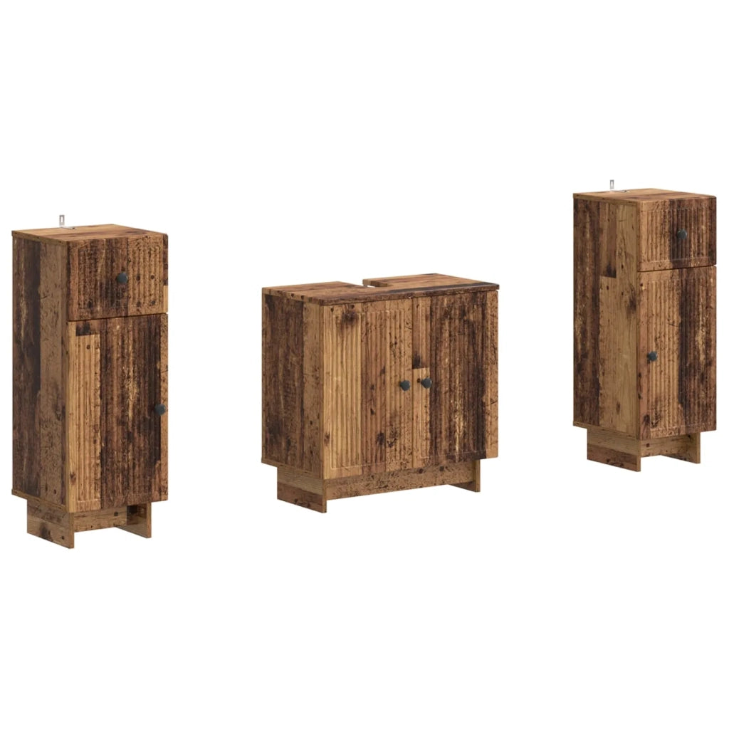 Set di Armadi da Bagno da 2 Pezzi EDE Legno antico 3417988