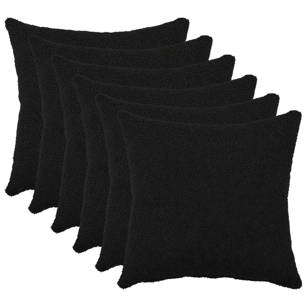 Federa 6 pcs HEERLEN Nero 45 x 45 cm Bouclé 910436