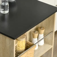 Tavolo da Bar, Tavolo Alto da Cucina, con 3 Mensole, 112L x 57P x 106H cm, Legno Naturale