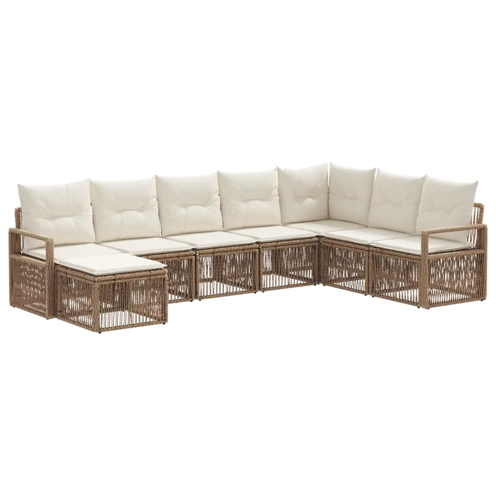 Set Divano da Giardino 8 pcs Beige polyrattan 3435804