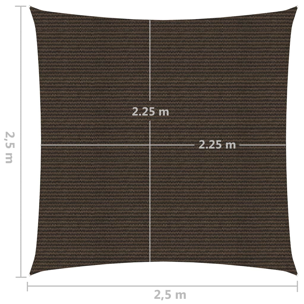 Vela ombreggiante/ombrellone 160 g/m² HDPE 2,5 x 2,5 m marrone 02_0009132