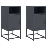Set di 2 Comodini | Armadio da Notte | Mobiletto da notte Antracite 36x39x78 cm in Acciaio
