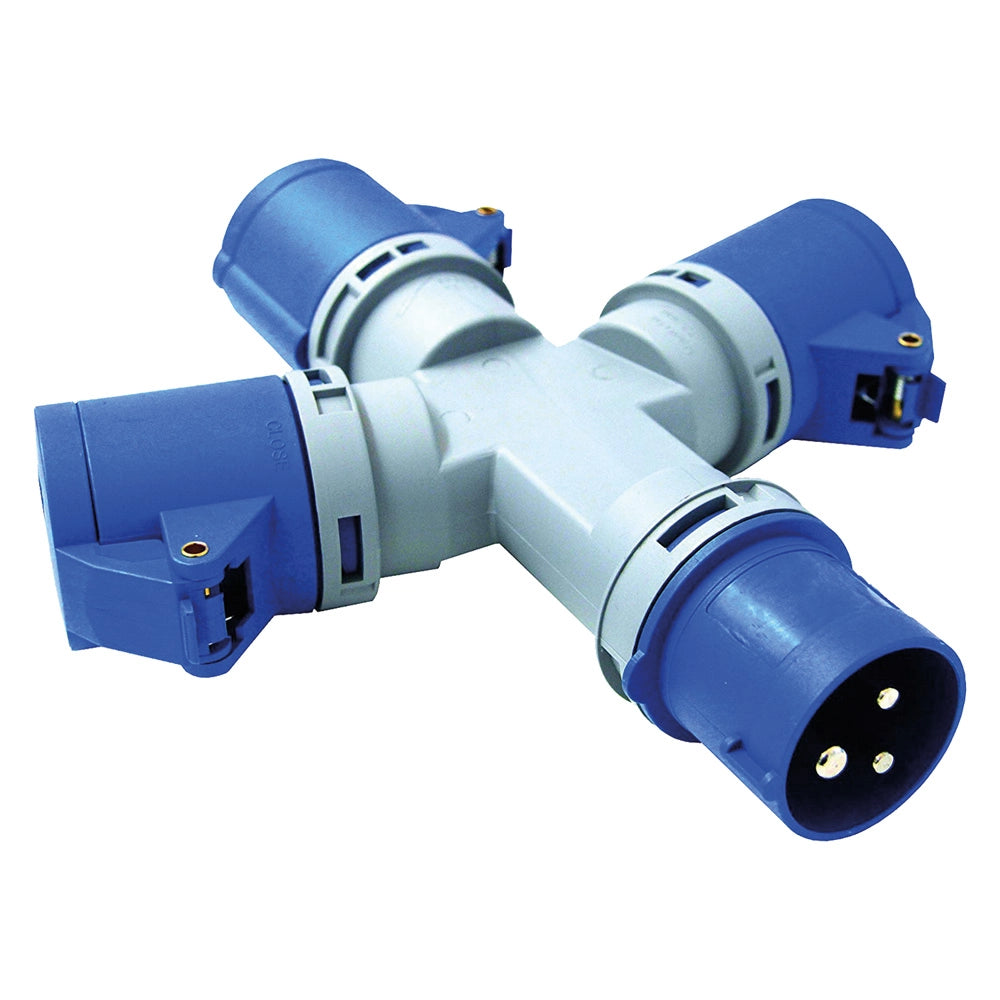 ADATTATORE INDUSTRIALE TRIPLO blu - art.80800  - ELECTRALINE