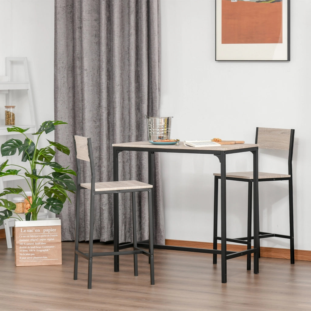 Set tavolo da bar e 2 sgabelli ¨C zephmum ¨C telaio metallo colore nero