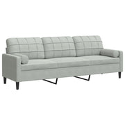Divano | Divano da soggiorno | Sofa a 3 Posti con Cuscini Grigio Chiaro 210 cm in Velluto