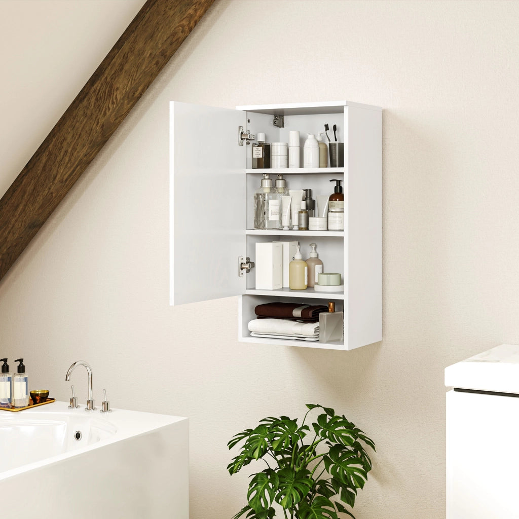 Armadietto da Bagno a Parete con Ripiani Regolabili ¨C zephmum ¨C Legno Bianco 60x30x30 cm